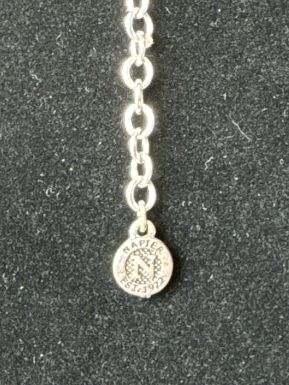 Napier Silver-Tone Clear Crystal Teardrop Pendant Adjustable Necklace - Picture 2 of 7